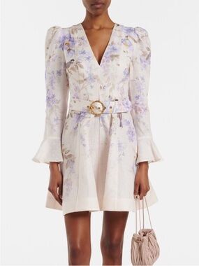 Zimmermann Luna floral linen minidress | Size US8 |AU2